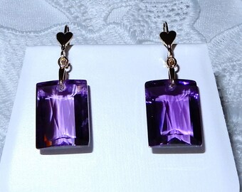 SilverGold Violet Square Princess Cut Stud Earrings 6mm CA AmethystViolet Square Cut Purple Stud Earrings