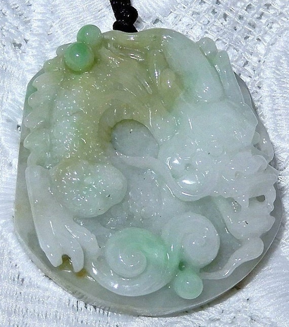 Jadeite Jade Dragon Pendant NATURAL 321CT Jadeite… - image 5