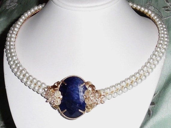 Blue Sapphire Necklace, Lady Diana Necklace INSPI… - image 1