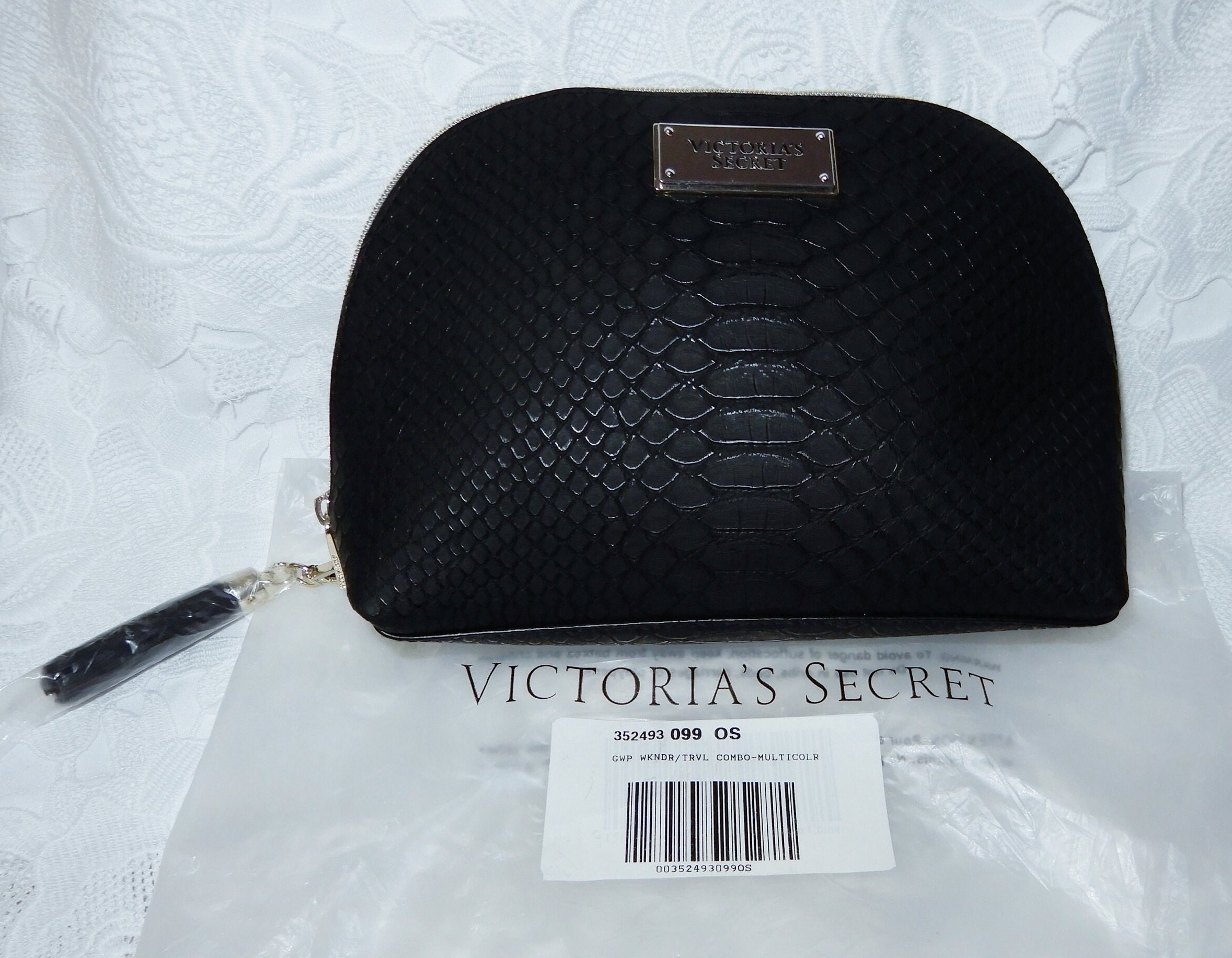 Victorias Secret Black Cosmetic Bag Brand New Packaging Faux 