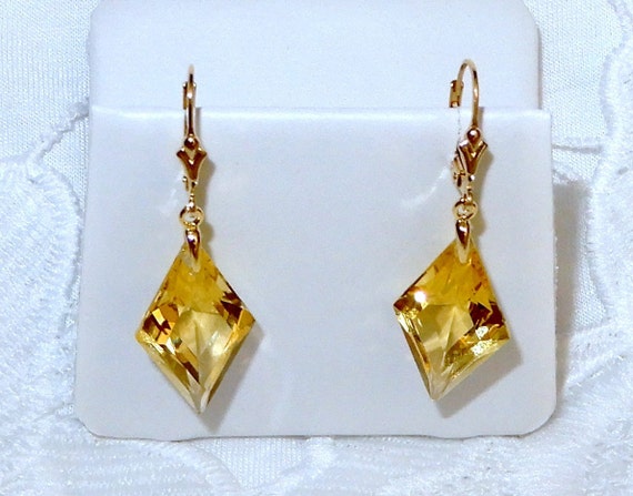 24cts Lemon Quartz earrings Natural Fancy cut gem… - image 5