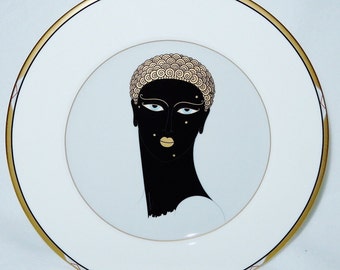 Erte&#39; Queen of Sheba Mikasa Charger Plate, RARE Signed on back Erte A3253 / 1987 Bone China Japan LTD 12&quot; Charger Plate
