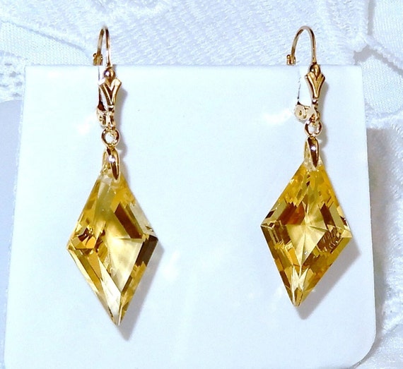 24cts Lemon Quartz earrings Natural Fancy cut gem… - image 1