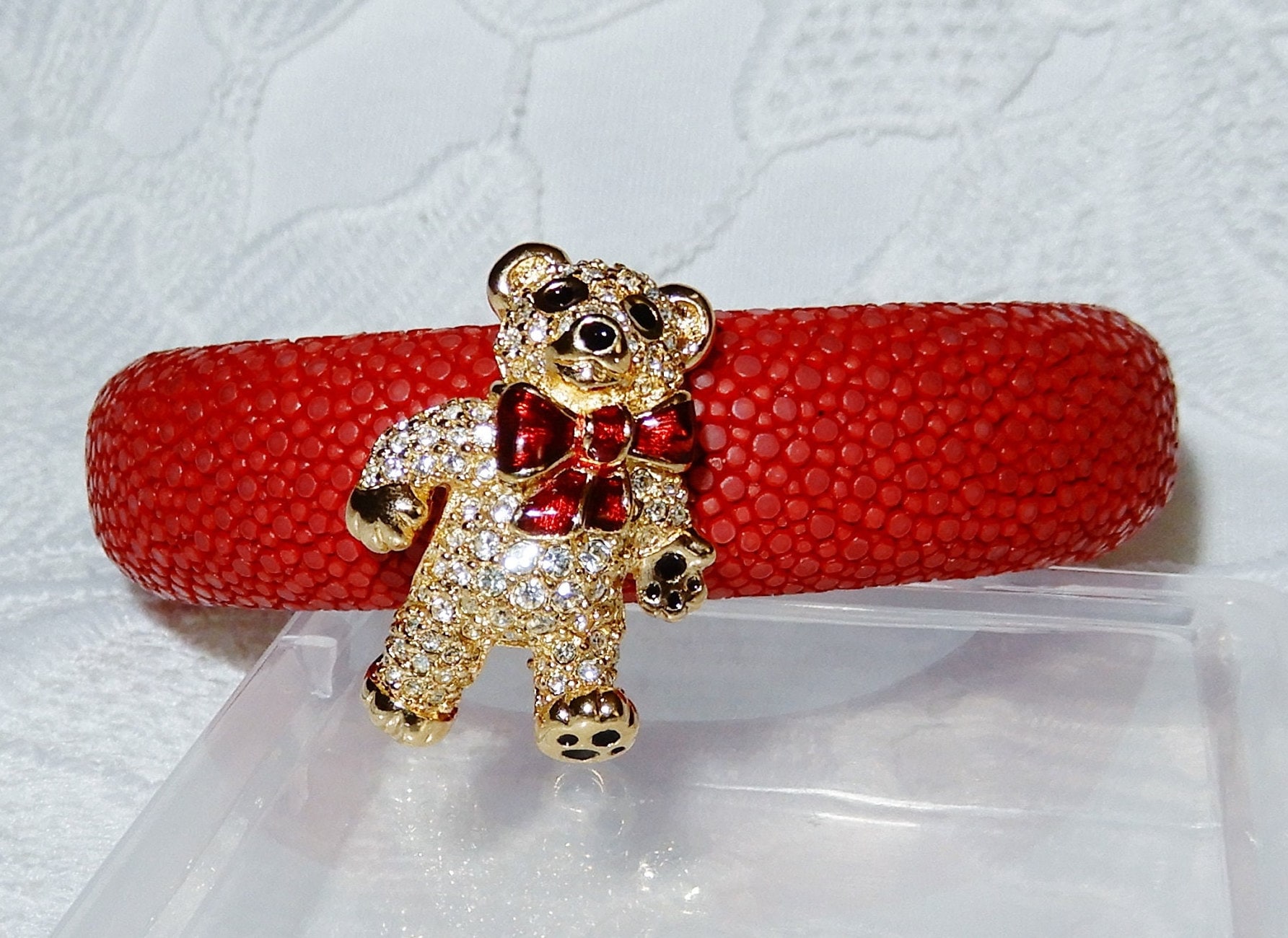 Swarovski teddy bear bracelet - Etsy 日本