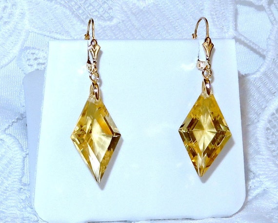24cts Lemon Quartz earrings Natural Fancy cut gem… - image 8