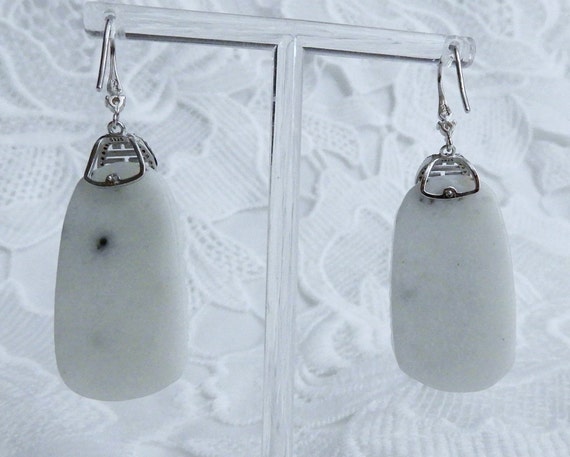 104cts Genuine China Jade Earrings, Almost White,… - image 7