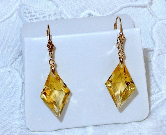 24cts Lemon Quartz earrings Natural Fancy cut gem… - image 7