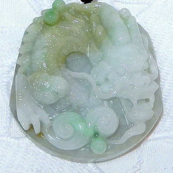 Jadeite Jade Dragon Pendant NATURAL 321CT Jadeite… - image 6