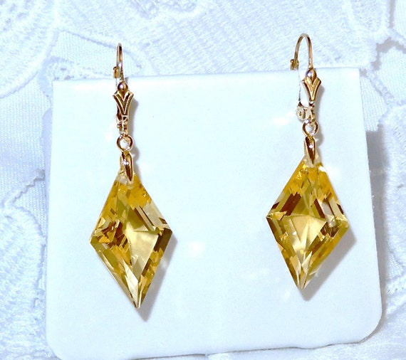 24cts Lemon Quartz earrings Natural Fancy cut gem… - image 2