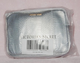 Victoria's Secret Silver Faux Leather Crossbody Handbag 8 1/2 x 7"