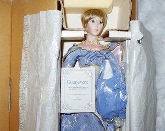 Guenevere Doll, 18&quot; Porcelain 1985 Vintage mint in original box and shipping box with COA papers