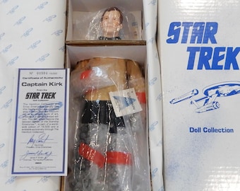 Muñeco de porcelana vintage del Capitán Kirk de Star Trek: Hamilton LTD, certificado de autenticidad, fáser.