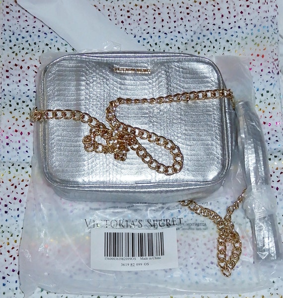 Victoria's Secret Silver Metallic Crossbody Bag Silver Chain Strap