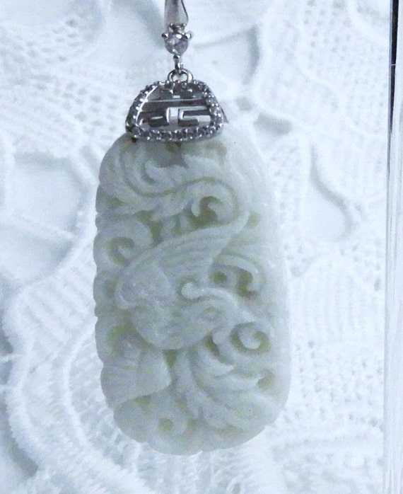 104cts Genuine China Jade Earrings, Almost White,… - image 4