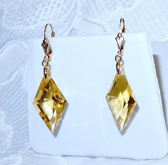 24cts Lemon Quartz earrings Natural Fancy cut gem… - image 4
