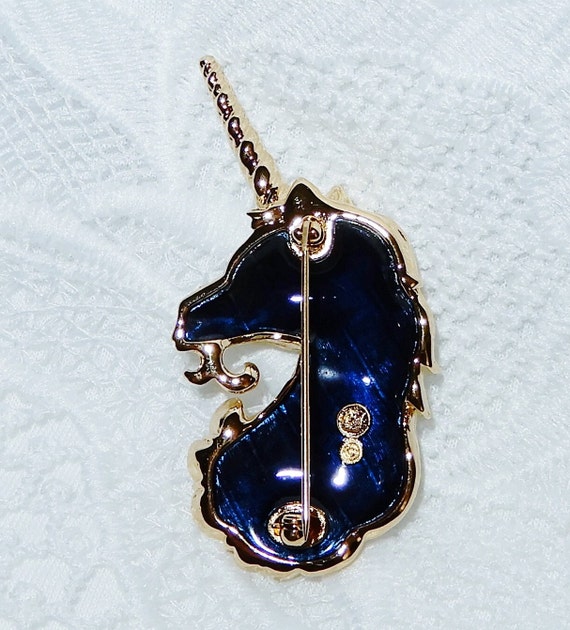 Swarovski Crystals Unicorn Brooch Pin RARE Stamped Swan on