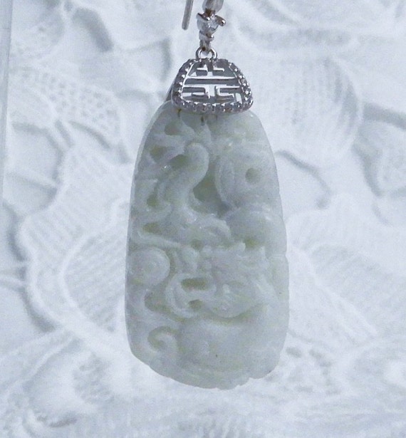 104cts Genuine China Jade Earrings, Almost White,… - image 5