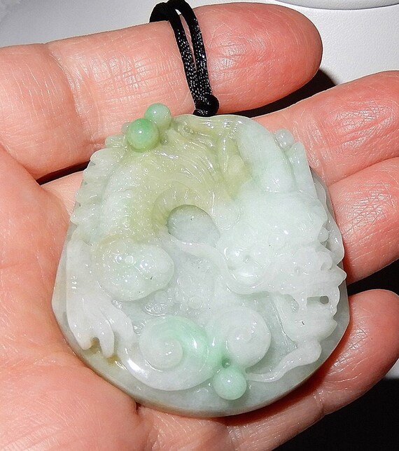 Jadeite Jade Dragon Pendant NATURAL 321CT Jadeite… - image 8