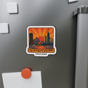 Chicago Streeterville Neighborhood Magnet 4&quot; - Chicago Skyline Art, Kitchen Fridge Magnet, Chicago Gift Souvenir or Housewarming Gift