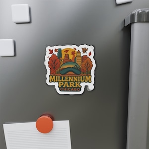 Chicago Bean Die-Cut Magnets - Millennium Park Fall Souvenir, Fridge Decor, Travel Keepsake, Gift Idea, Chicago Magnet