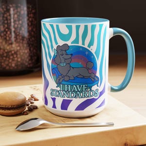 Quirky Poodle Dog Lover Mug - Funny Standard Poodle Coffee Cup, Unique Colorful Birthday Gift for Poodle Owners or Lover, Dog Illustration