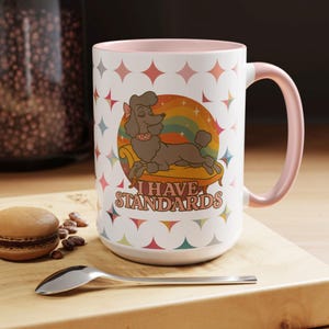 Quirky Poodle Dog Lover Mug - Funny Standard Poodle Coffee Cup, Unique Colorful Birthday Gift for Poodle Owners or Lover, Dog Illustration