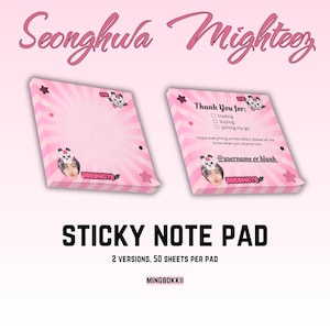 ATEEZ Seonghwa Sticky Notes Line Friends Ddeongyo Pink Kpop BST fornece notas de agradecimento