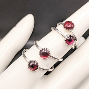 Simple Sterling Silver Stacking Rings with Romantic Garnet Gemstones January Birthstone Rings image 2