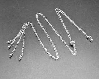 Collier superposé minimaliste en argent sterling - Collier lariat réglable - Collier bolo en argent sterling 925 avec pampille