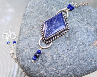 Long Lapis Lazuli Necklace -Lapis Lazuli Necklace - Lapis Lazuli Necklace Silver - Lapis Necklace - Lapis Lazuli and Sterling Silver