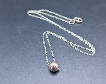 Dainty Sterling Silver Chain With Single Bead  - Minimalist Sterling Silver Ball Necklace Perfect For Layering