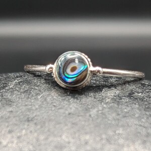 Handmade Sterling Silver Abalone Stacking Ring - Dainty Beach Ocean Abalone Stacking Ring - &quot;Tide Pool&quot; Collection