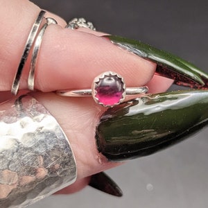 Simple Sterling Silver Stacking Rings with Romantic Garnet Gemstones January Birthstone Rings image 9