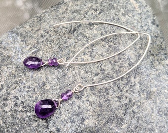 Amethyst Earrings - Amethyst Dangle Earrings - Purple Earrings -  Amethyst Earrings Silver - Sterling Silver Earrings - Birthstone Earrings