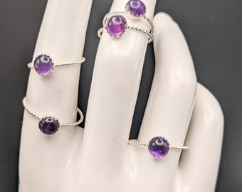 Small Amethyst Ring - Dainty Amethyst Ring - Sterling Silver and Amethyst Ring - Amethyst Stacking Ring - Handmade Amethyst Ring