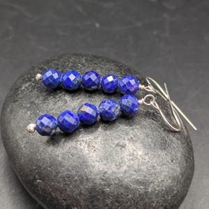 Stacked Lapis Lazuli And Sterling Silver Dangle Earrings - Handmade Minimalist 925 Silver & Lapis  Earrings - &quot;Marrakesh&quot; Collection&quot;