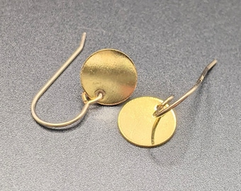 Gold Disc Earrings - Disc Earrings Gold - Dainty Disc Drop Earrings - Gold Sequin Earrings - Minimalist Gold Earrings