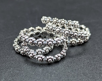 Oxidized Sterling Silver Daisy Stacking Ring - Handmade 925 Silver Flower Ring Band - Boho Floral Stacking Ring