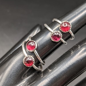 Simple Sterling Silver Stacking Rings with Romantic Garnet Gemstones January Birthstone Rings image 1