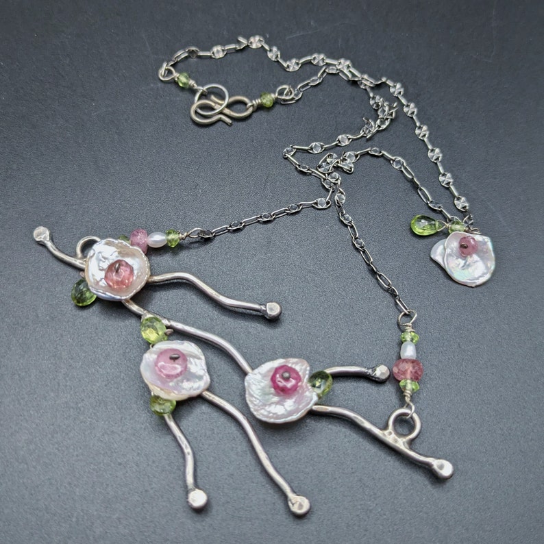 Sterling Silver Tree Branch Necklace Spring Flowers Necklace Spring Jewelry image 3