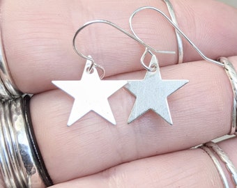 Minimalist Star Earrings - Handmade Silver Star Earrings - Celestial Earrings - Sterling Silver Star Dangle Earrings - Sterling Silver Star