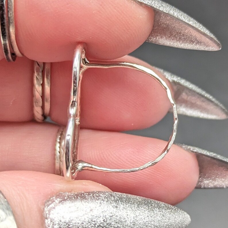 Handmade Minimalist Sterling Silver Heart Ring Sterling Silver Hammered Heart Ring image 10