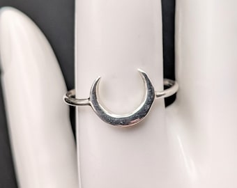 Handcrafted Sterling Silver Crescent Moon Ring - Celestial Jewelry