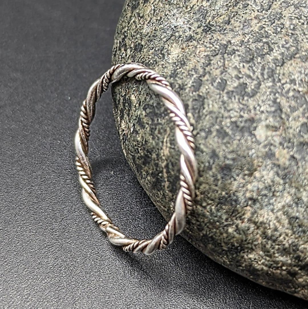 Sterling Silver Fancy Twist Wire Stacking Ring - Handmade 925 Rope Ring ...