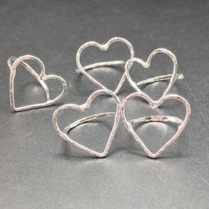 Handmade Minimalist Sterling Silver Heart Ring Sterling Silver Hammered Heart Ring image 4