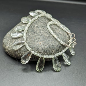 One Of a Kind Prasiolite and Sterling Silver Beaded Necklace - Handmade Green Amethyst Necklace  - &quot;Early Spring&quot; Collection