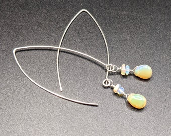 Opal Earrings - Opal Dangle Earrings - October Birthstone Earrings - Opal Earrings Silver - Opal Drop Earrings