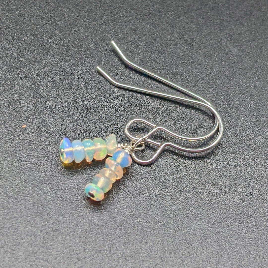 Handmade Sterling Silver & Opal Stack Earrings - Dainty 925 Silver and ...