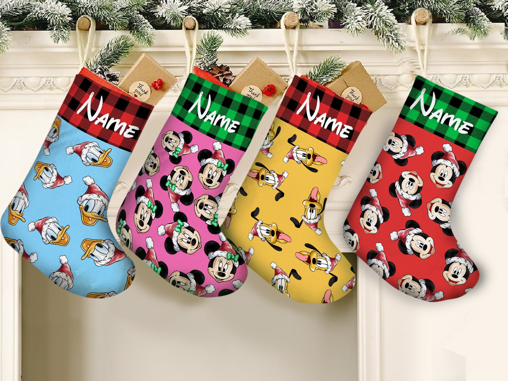 Discover Mickey Minnie Christmas Stocking Custom Name Disney Christmas
