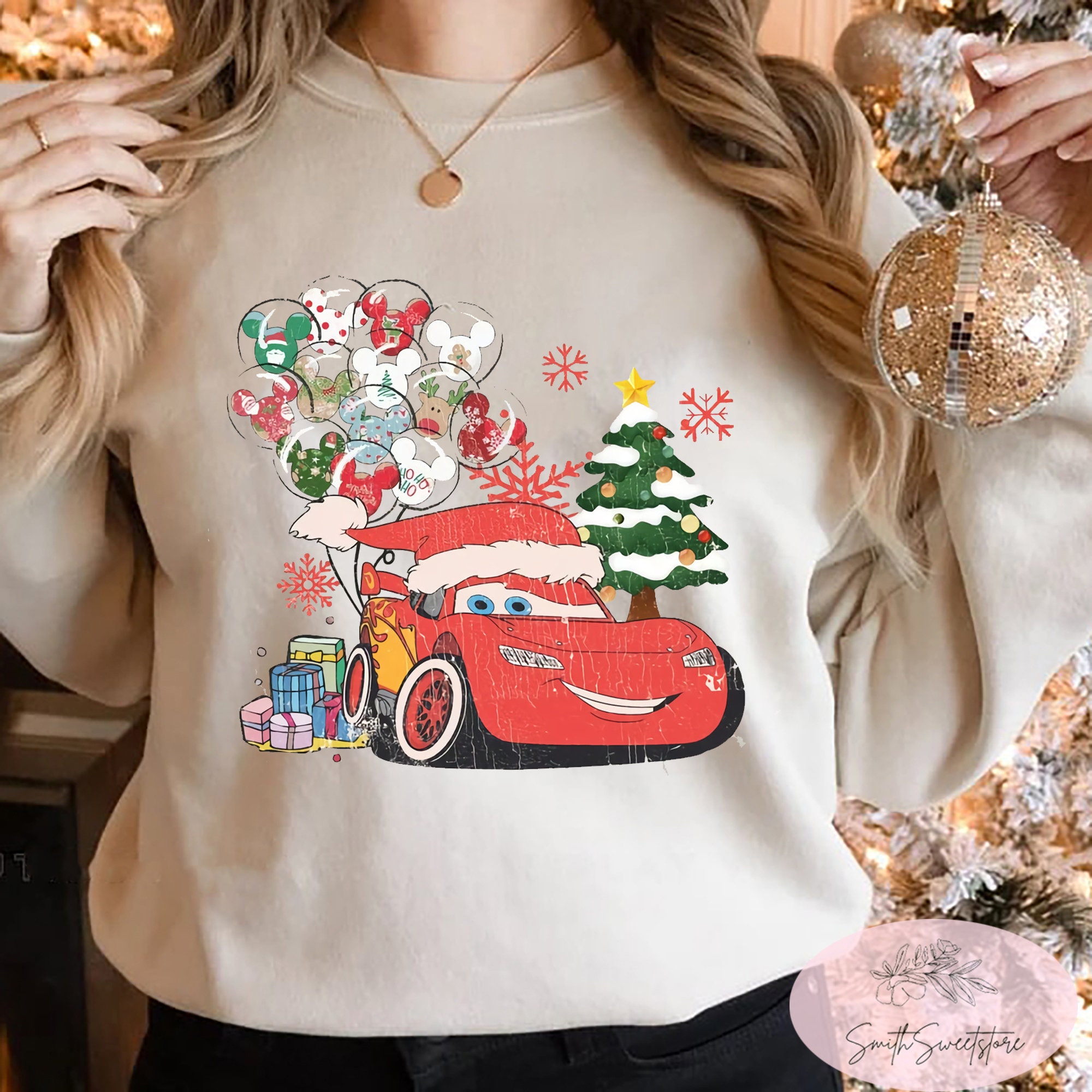 Discover Vintage Disney Cars Christmas Sweatshirt, Disney Cars Characters Christmas Sweatshirt